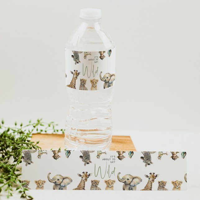Étiquette Pour Bouteilles D'eau Jungle Safari C'est sur le point d'obtenir Baby sh (Créateur téléchargé)