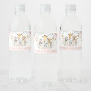 Étiquette Pour Bouteilles D'eau Jungle Safari Wild Baby Animaux Blush Floral Favor