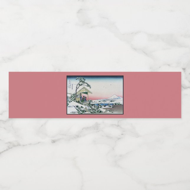 Étiquette Pour Bouteilles D'eau Koishikawa Tea House View Mt Fuji par Hokusai (Étiquettes simples)