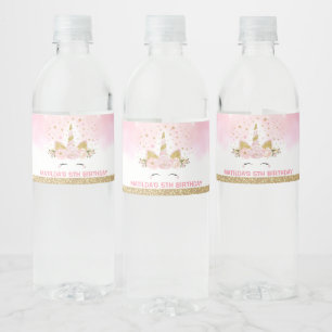 Étiquette Pour Bouteilles D'eau La galaxie magique de rose de licorne opacifie des