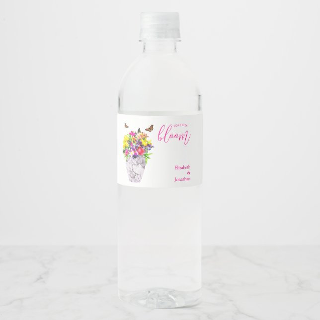 Étiquette Pour Bouteilles D'eau L'amour dans la floraison Mariage (Devant)