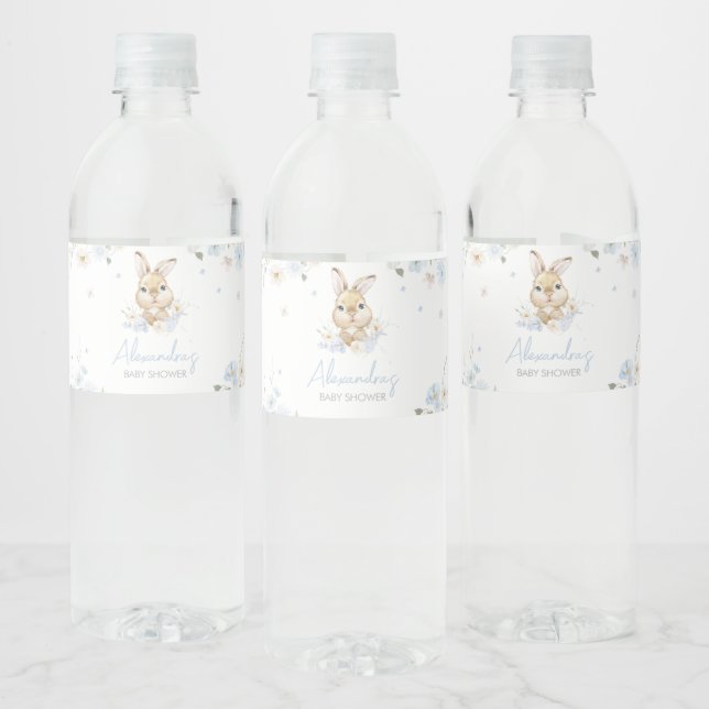 Étiquette Pour Bouteilles D'eau Lapin bleu Assez Baby shower (Bouteilles)