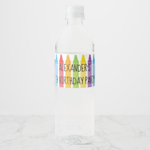 Étiquette Pour Bouteilles D'eau L'arc-en-ciel coloré coloré crayonne la fête