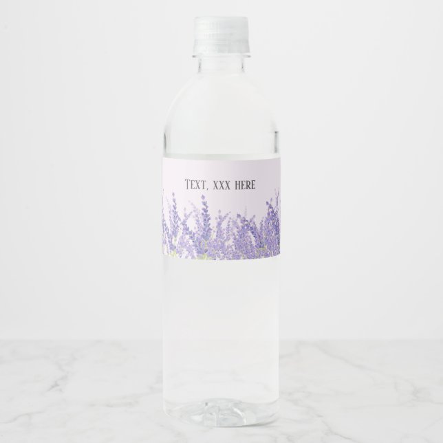 Étiquette Pour Bouteilles D'eau lavande, élégant, moderne, tendance, floral, viole (Devant)