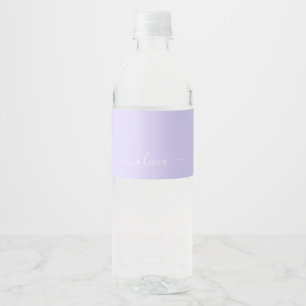 Étiquette Pour Bouteilles D'eau Lavande Purple Script Moderne Fille Monogramme Nom