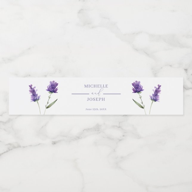 Étiquette Pour Bouteilles D'eau Lavender Bliss Elegant Mariage aquarelle (Étiquettes simples)