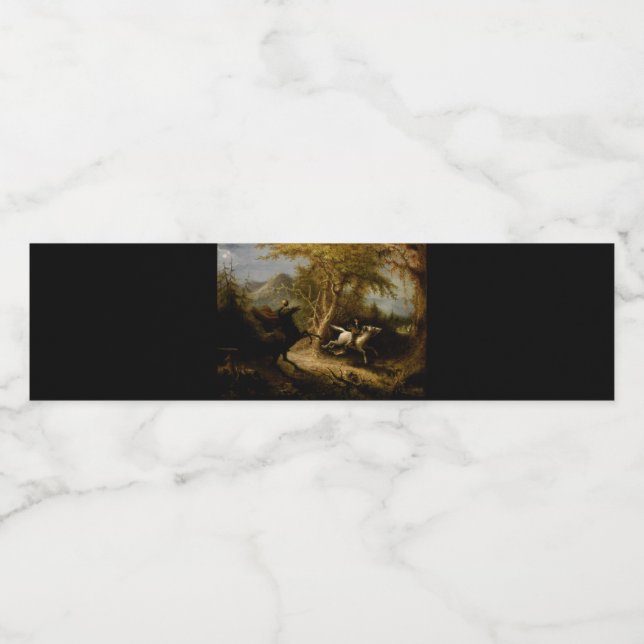 Étiquette Pour Bouteilles D'eau Légende du Fantôme d'Halloween du Cavalier sans Tê (Étiquettes simples)