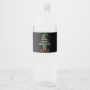 Étiquette Pour Bouteilles D'eau L'elfe préféré de l'infirmière Santa Drôle de Noël