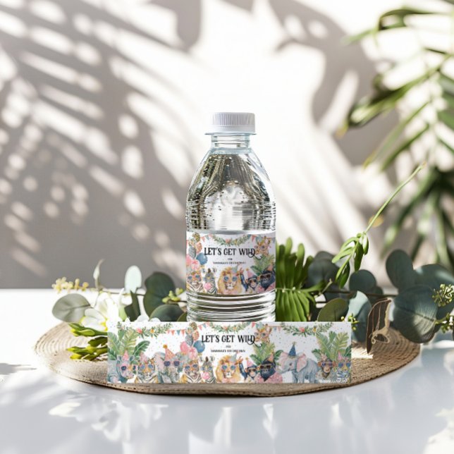 Étiquette Pour Bouteilles D'eau Let's Get Wild Jungle Birthday Party (Créateur téléchargé)