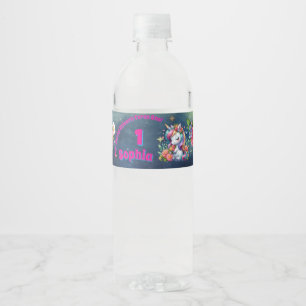 Étiquette Pour Bouteilles D'eau Licorne Florale Magique 1er Anniversaire Fille