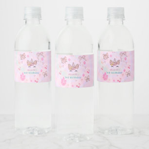 Étiquette Pour Bouteilles D'eau Licorne Magique Anniversaire Coquette Tie-Dye Nœud