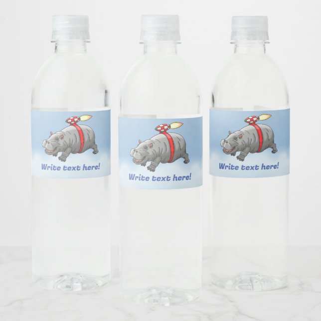 Étiquette Pour Bouteilles D'eau L'incroyable hippopotame fusée (Bouteilles)