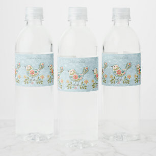 Étiquette Pour Bouteilles D'eau Little Bird Floral Feuilles verts