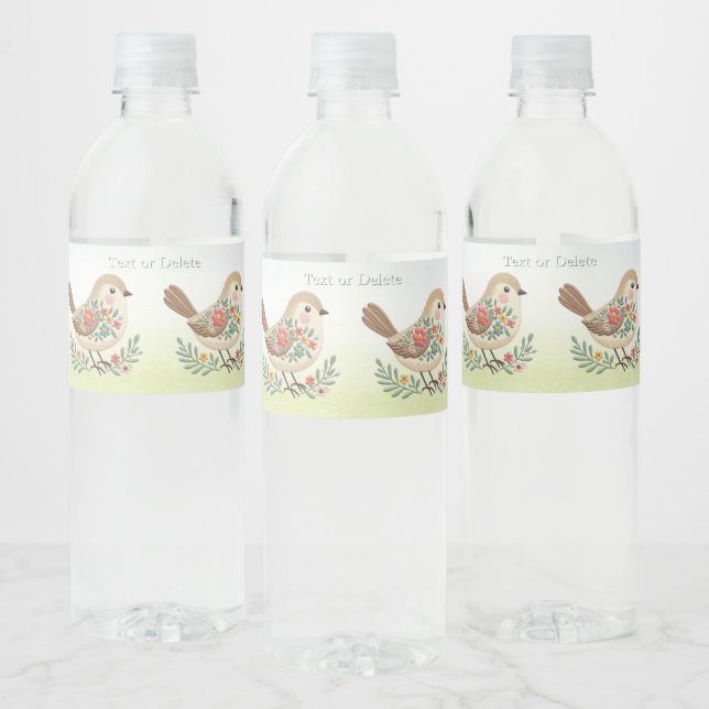 Étiquette Pour Bouteilles D'eau Little Bird Floral Gold (Bouteilles)
