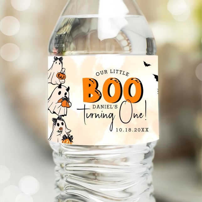 Étiquette Pour Bouteilles D'eau Little Boo Halloween 1er anniversaire (Créateur téléchargé)