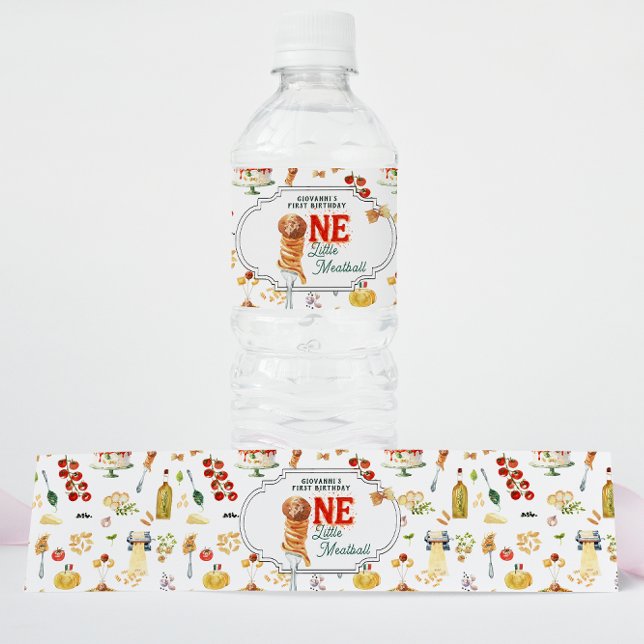 Étiquette Pour Bouteilles D'eau Little Meatball | Holy Ravioli First Birthday (Créateur téléchargé)