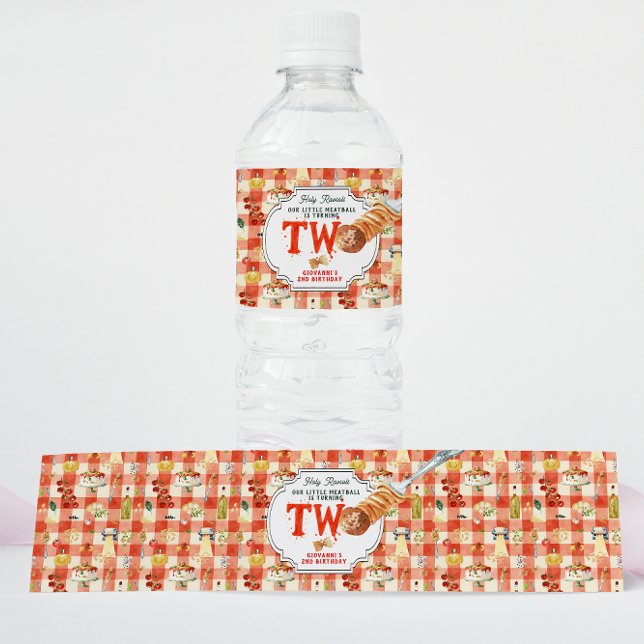 Étiquette Pour Bouteilles D'eau Little Meatball | Holy Ravioli Second Birthday (Créateur téléchargé)
