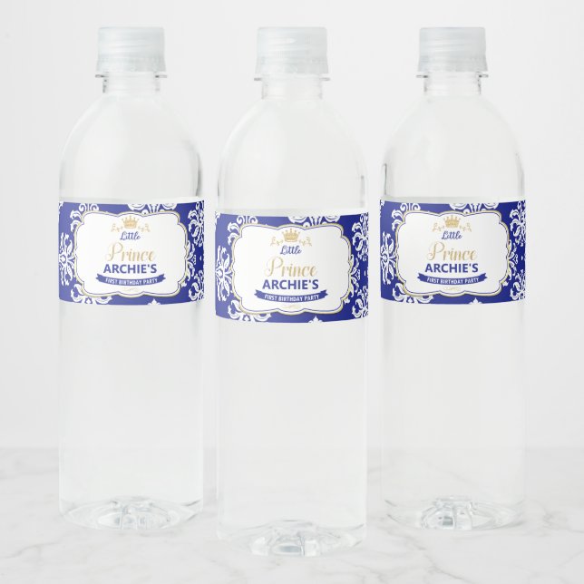 Étiquette Pour Bouteilles D'eau Little Prince 1er Anniversaire Fête Royal Blue Fav (Bouteilles)