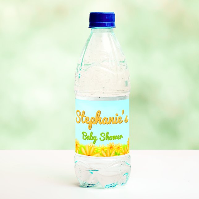 Étiquette Pour Bouteilles D'eau Little Sunshine - Baby shower de printemps (Créateur téléchargé)