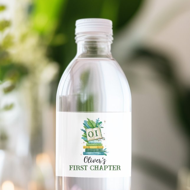 Étiquette Pour Bouteilles D'eau Livre d'histoire Premier chapitre Anniversaire (Créateur téléchargé)
