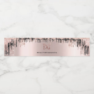 Étiquette Pour Bouteilles D'eau Logo de maquillage rose Blush Black Drives