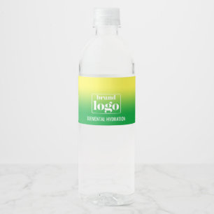 Étiquette Pour Bouteilles D'eau Logo Élémentaire Minimaliste à Dégradé de Vert et