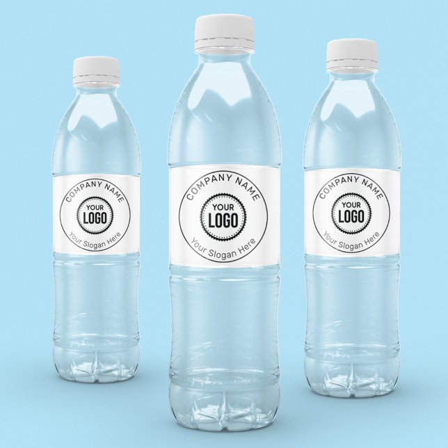 Étiquette Pour Bouteilles D'eau Logo et slogan personnalisés de l'entreprise avec  (Créateur téléchargé)