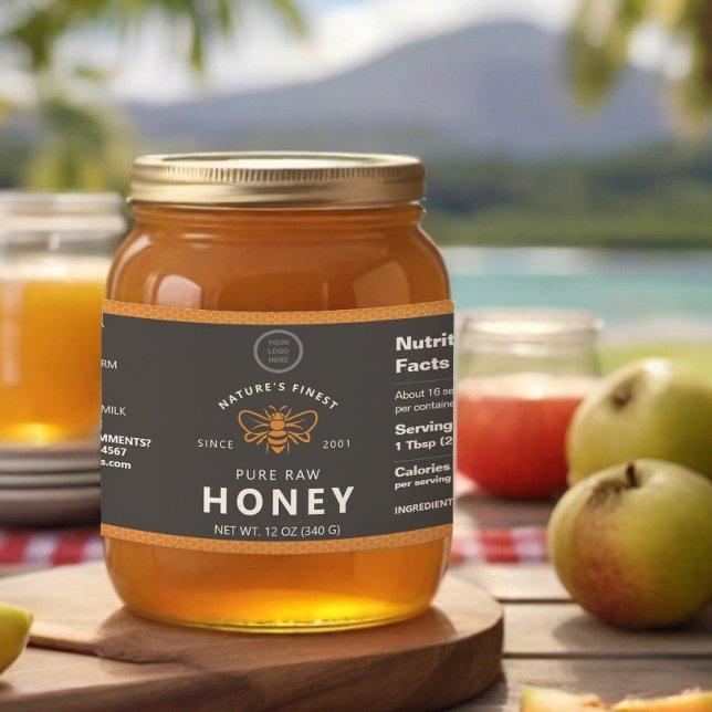 Étiquette Pour Bouteilles D'eau Logo personnalisé Honeycomb Apiary Wraparound Étiq (Créateur téléchargé)