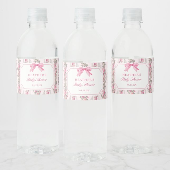 Étiquette Pour Bouteilles D'eau Love Shack au Nœud Rose Baby Shower de Mariée (Bouteilles)