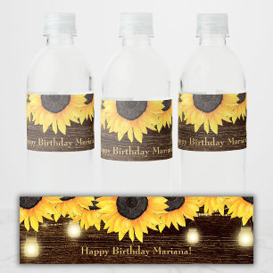 Étiquette Pour Bouteilles D'eau Lumières de ficelle de tournesols Fête d'anniversa