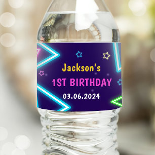 Étiquette Pour Bouteilles D'eau Lumières de Neon lumineux Merci fête d'anniversair