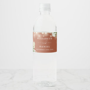 Étiquette Pour Bouteilles D'eau Lumières Guirlandes Floralité Terre Cuite Mariage