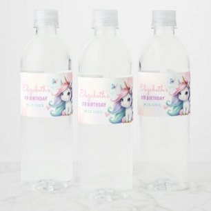 Étiquette Pour Bouteilles D'eau Magique Pastel Unicorn Arc-en-ciel Anniversaire