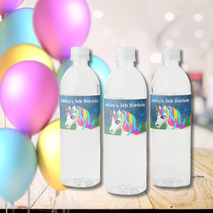 Étiquette Pour Bouteilles D'eau Magique Unicorn brillant coloré fête d'anniversair