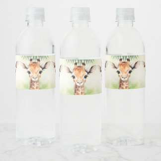 Étiquette Pour Bouteilles D'eau Magnifique Fête de Naissance de Girafe Mignonne en