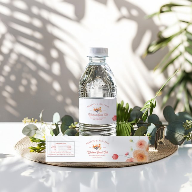 Étiquette Pour Bouteilles D'eau Maillots et Bellinis Enterrement de Vie de Jeune F (Créateur téléchargé)