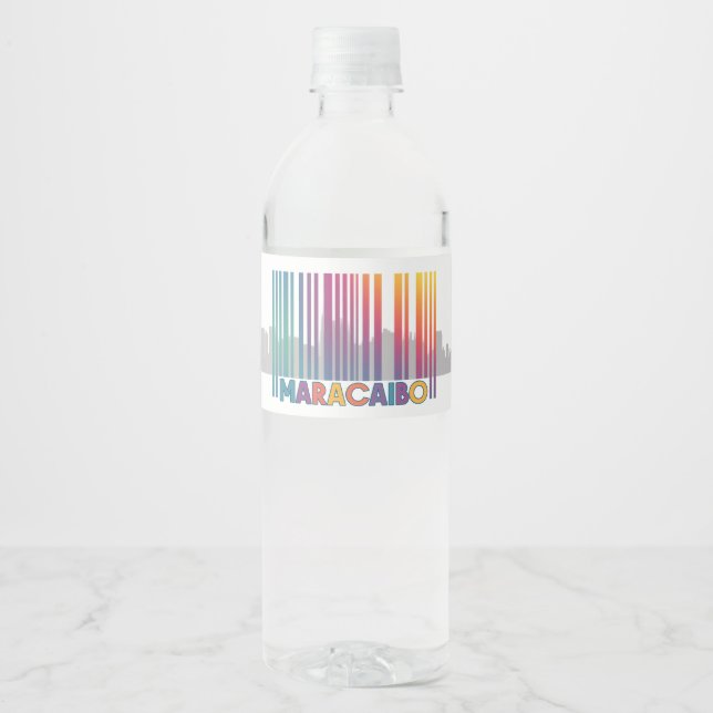 Étiquette Pour Bouteilles D'eau Maracaibo City Code-barres Art Latin Pride (Devant)
