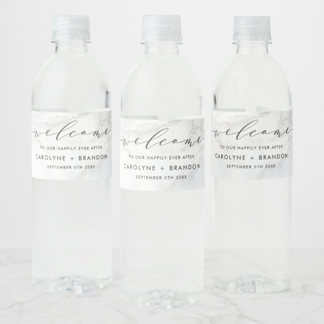 Étiquette Pour Bouteilles D'eau Marbre blanc Custom mariage bouteille d'eau Étique (Bouteilles)