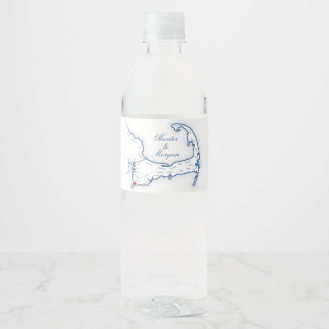 Étiquette Pour Bouteilles D'eau Mariage à l'auberge Coonamessett Cape Cod  (Devant)