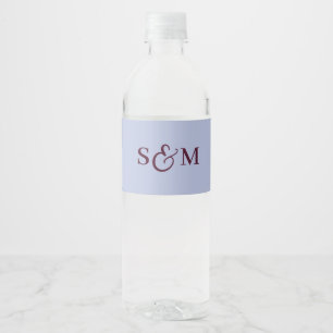 Étiquette Pour Bouteilles D'eau Mariage à l'esperluette de script monogramme class