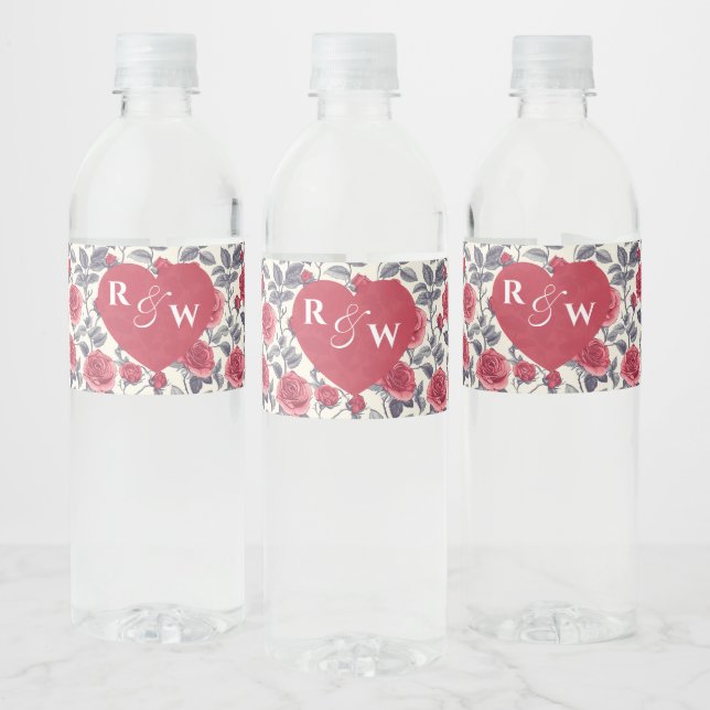 Étiquette Pour Bouteilles D'eau Mariage à thème Rose (Bouteilles)