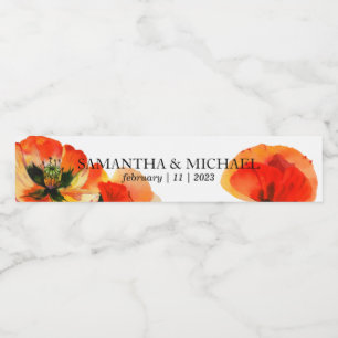 Étiquette Pour Bouteilles D'eau Mariage Aquarelle Fleur de Pavot