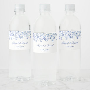 Étiquette Pour Bouteilles D'eau Mariage aux fleurs sauvages bleues