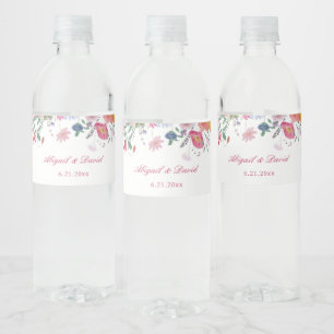 Étiquette Pour Bouteilles D'eau Mariage aux fleurs sauvages fraîches