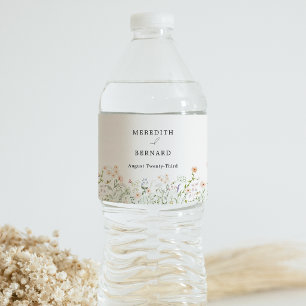 Étiquette Pour Bouteilles D'eau Mariage aux fleurs sauvages rustiques vintage