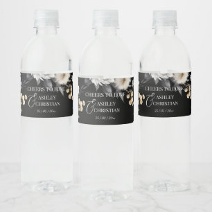 Étiquette Pour Bouteilles D'eau Mariage Boho noir et blanc personnalisé