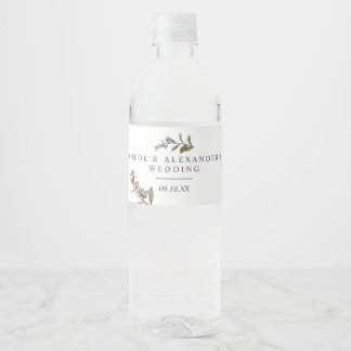 Étiquette Pour Bouteilles D'eau Mariage botanique de minuit