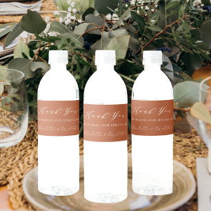 Étiquette Pour Bouteilles D'eau Mariage brûlé orange terre cuite moderne merci