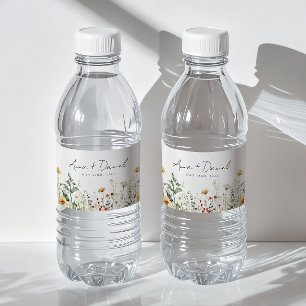 Étiquette Pour Bouteilles D'eau Mariage Champêtre de Fleurs Sauvages d'Été