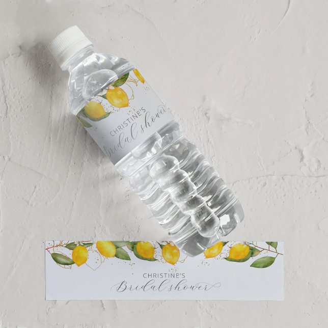 Étiquette Pour Bouteilles D'eau Mariage Citron d'été Citer Shower (Créateur téléchargé)